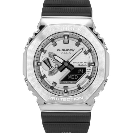 Montre homme Casio G-Shock G-Steel avec bracelet en résine biosourcée, affichage analogique et numérique, cadran gris, solaire GBM-2100A-8B, étanche à 200 m, connexion smartphone