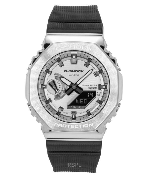 Montre homme Casio G-Shock G-Steel avec bracelet en résine biosourcée, affichage analogique et numérique, cadran gris, solaire GBM-2100A-8B, étanche à 200 m, connexion smartphone