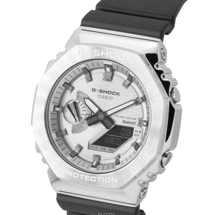 Montre homme Casio G-Shock G-Steel avec bracelet en résine biosourcée, affichage analogique et numérique, cadran gris, solaire GBM-2100A-8B, étanche à 200 m, connexion smartphone
