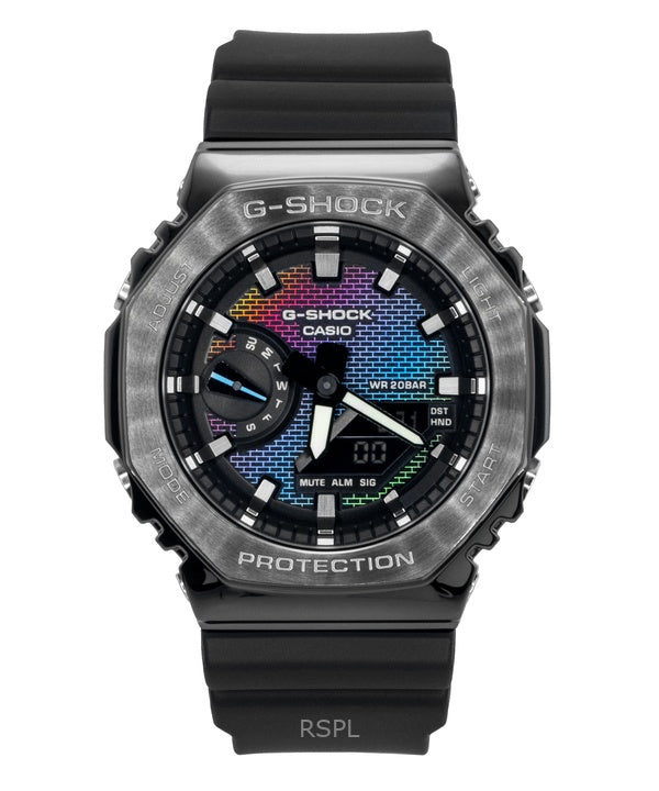 Montre Casio G-Shock G-Steel analogique numérique à quartz, bracelet en résine biosourcée, cadran multicolore, GM-2100BRW-1A, 200 m