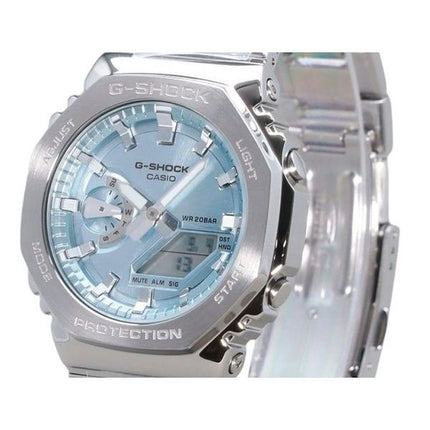 Montre Casio G-Shock G-Steel analogique numérique en acier inoxydable avec cadran bleu clair à quartz GM-2110D-2A 200M pour homm