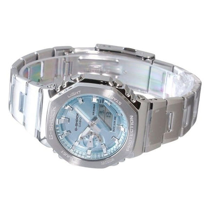 Montre Casio G-Shock G-Steel analogique numérique en acier inoxydable avec cadran bleu clair à quartz GM-2110D-2A 200M pour homm