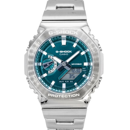 Montre homme Casio G-Shock G-Steel GM-2110D-3A1, analogique-numérique, cadran vert, en acier inoxydable, mouvement à quartz, étanche à 200 m.
