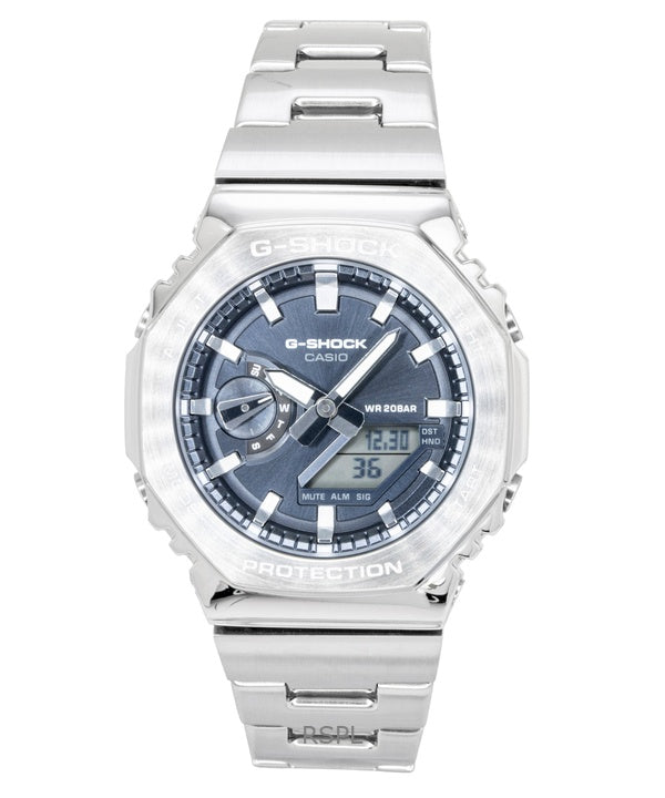 Montre homme Casio G-Shock G-Steel GM-2110D-8A, analogique-numérique, cadran gris, mouvement à quartz, étanche à 200 m, en acier inoxydable.