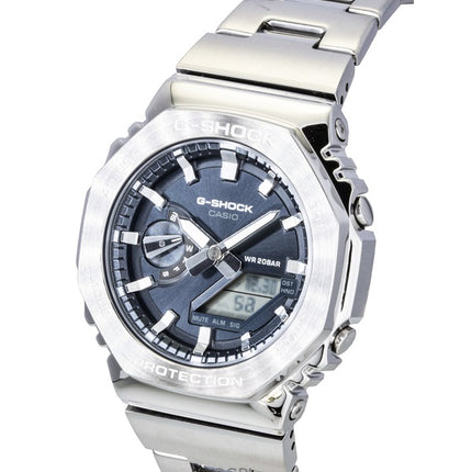 Montre homme Casio G-Shock G-Steel GM-2110D-8A, analogique-numérique, cadran gris, mouvement à quartz, étanche à 200 m, en acier inoxydable.