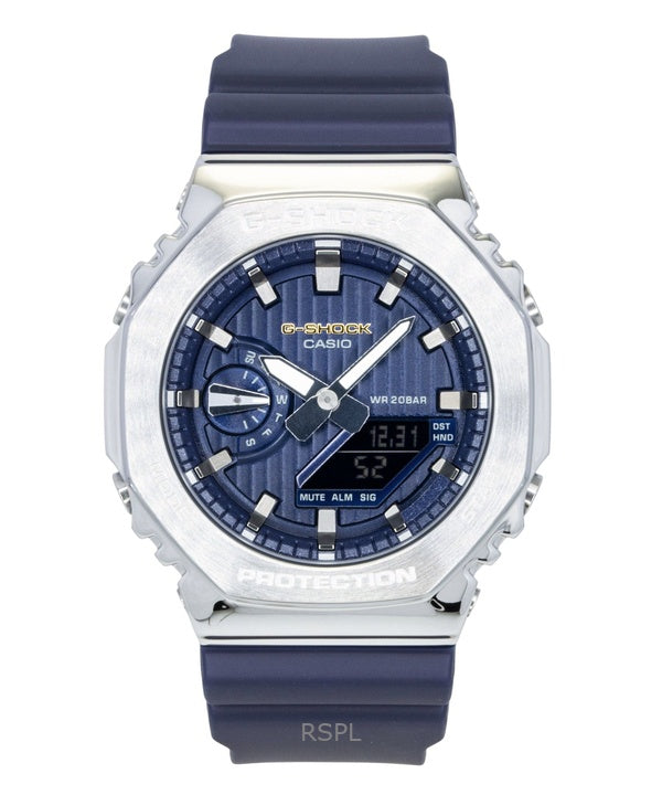 Montre homme Casio G-Shock G-Steel analogique-numérique édition limitée cadran bleu quartz GM-2110SH-2A étanche à 200 m