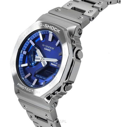 Montre analogique numérique Casio G-Shock pour homme avec cadran bleu et bracelet en métal, solaire, GM-B2100AD-2A, 200 m