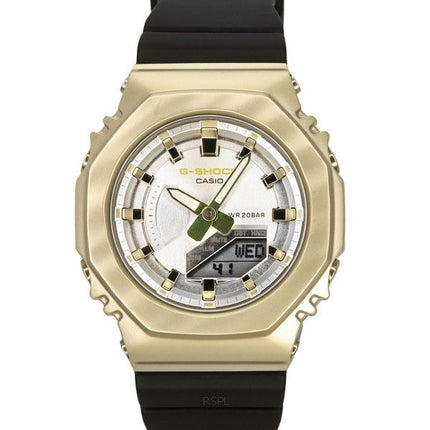 Montre pour femme Casio G-Shock plaquée métal analogique numérique bracelet en résine cadran argenté Quartz GM-S2100BC-1A 200M