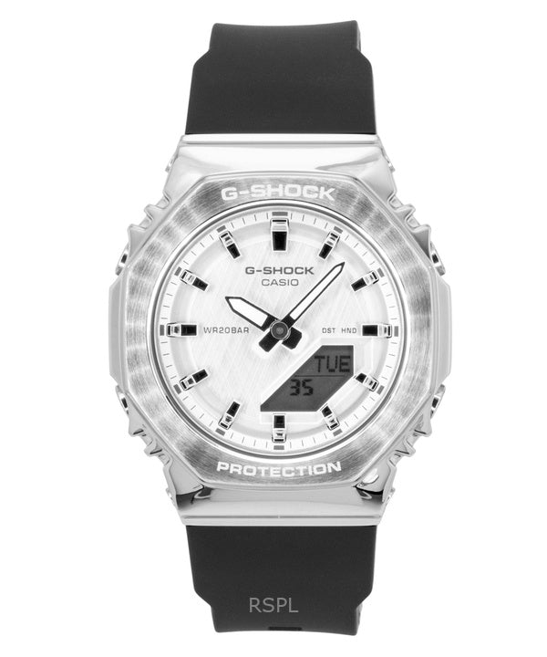 Montre Casio G-Shock GM-S2110-1A7 pour femme, analogique-numérique, en résine biosourcée, cadran argenté, mouvement à quartz, étanche à 200 m.