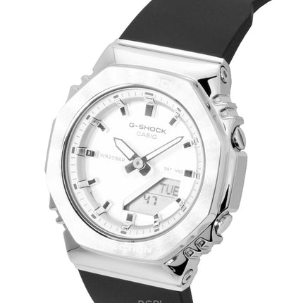 Montre Casio G-Shock GM-S2110-1A7 pour femme, analogique-numérique, en résine biosourcée, cadran argenté, mouvement à quartz, étanche à 200 m.