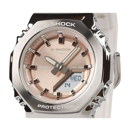 Montre analogique numérique Casio G-Shock en résine biosourcée avec bracelet en acier inoxydable et cadran doré à quartz GM-S211