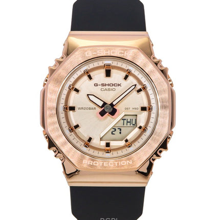 Montre femme Casio G-Shock analogique numérique, bracelet en résine biosourcée, cadran doré, quartz, GM-S2110PG-1A4, 200 m