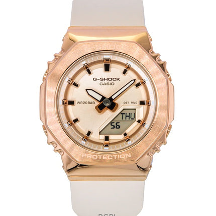 Montre femme Casio G-Shock analogique numérique à quartz, bracelet en résine biosourcée, cadran or rose, GM-S2110PG-4A, 200 m