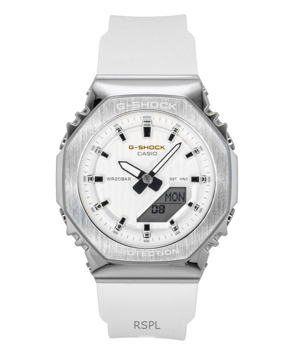 Montre Casio G-Shock Analogique-Numérique Édition Limitée Bracelet en Résine Biosourcée Cadran Blanc Quartz GM-S2110SH-7A 200M pour Femme