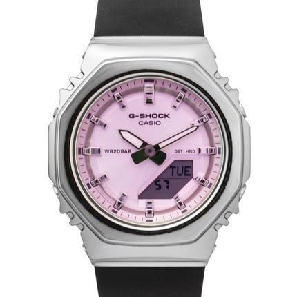 Montre Casio G-Shock GM-S2110SR-1A pour femme, analogique-numérique, cadran rose, bracelet en résine, mouvement à quartz, étanche à 200 m.