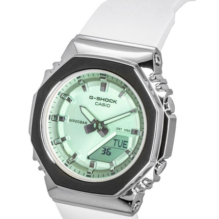 Montre Casio G-Shock GM-S2110SR-7A pour femme, analogique-numérique, cadran vert, bracelet en résine, mouvement à quartz, étanche à 200 m.
