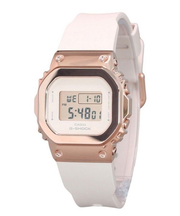 Montre pour femme Casio G-Shock numérique or rose avec lunette plaquée ion et bracelet en résine Quartz GM-S5600UPG-4 200M