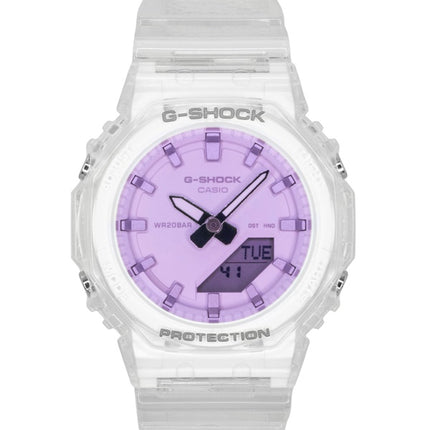 Montre Casio G-Shock pour femme, analogique-numérique, bracelet en résine transparente, cadran rose, mouvement à quartz GMA-P2100SR-7A, étanche à 200 m