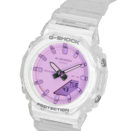 Montre Casio G-Shock pour femme, analogique-numérique, bracelet en résine transparente, cadran rose, mouvement à quartz GMA-P2100SR-7A, étanche à 200 m