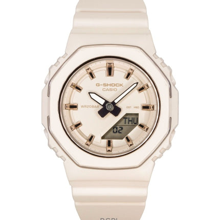 Montre Casio G-Shock pour femme, analogique-numérique, bracelet en résine biosourcée, cadran beige, mouvement à quartz GMA-P2110-4A, étanche à 200 m.