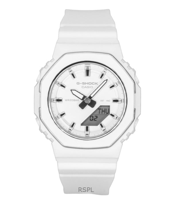 Montre Casio G-Shock pour femme, analogique-numérique, bracelet en résine biosourcée, cadran blanc, mouvement à quartz, GMA-P2110-7A, étanche à 200 m