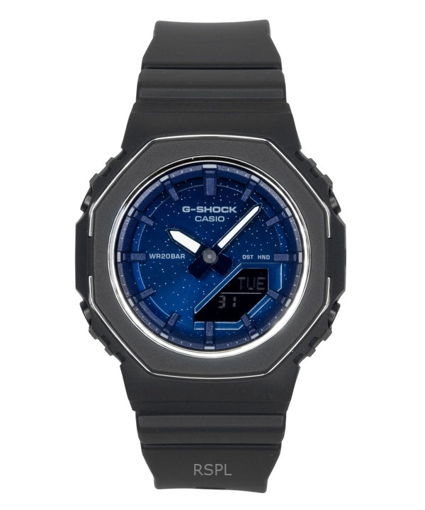Montre Casio G-Shock GMA-P2110SC-2A pour femme, analogique-numérique, en résine biosourcée, cadran bleu, mouvement à quartz, étanche à 200 m.