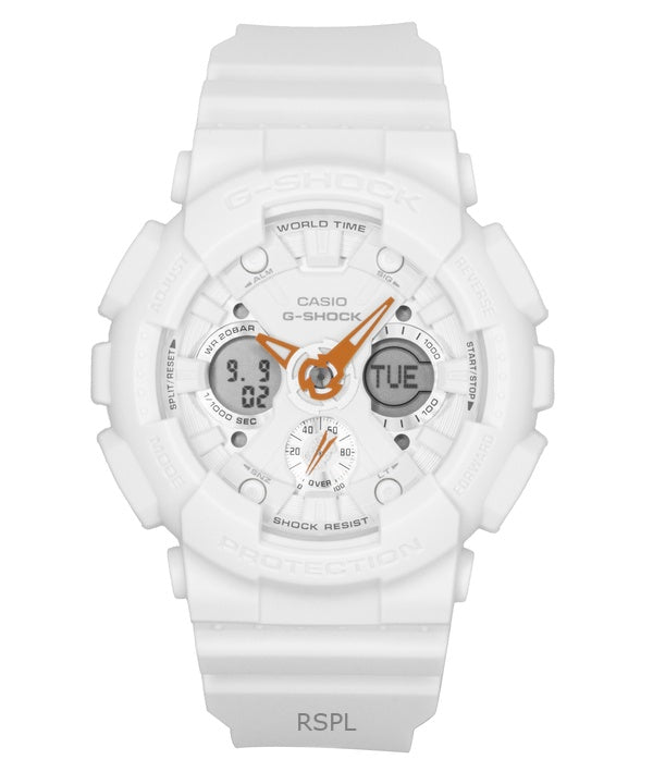 Montre femme Casio G-Shock analogique numérique en résine biosourcée, cadran blanc, quartz, GMA-S120SA-7A1, 200 m