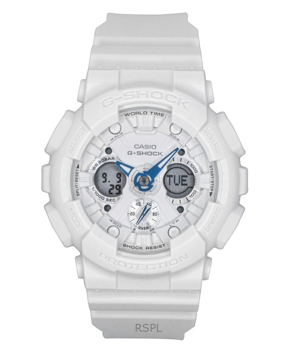 Montre femme Casio G-Shock analogique numérique en résine biosourcée, cadran blanc, quartz, GMA-S120SA-7A2, 200 m