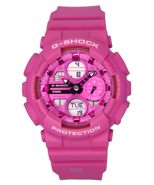 Montre femme Casio G-Shock analogique numérique en résine biosourcée, cadran rose, quartz, GMA-S140PP-4A, 200 m