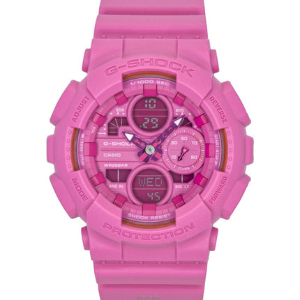Montre Casio G-Shock pour femme, bracelet en résine biosourcée rose, cadran rose, affichage analogique et numérique, mouvement à quartz GMA-S145PK-4A, étanche à 200 m.