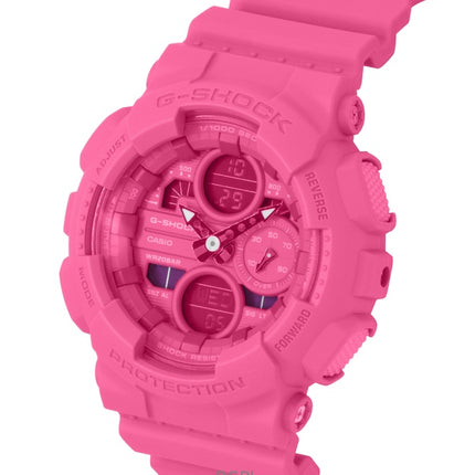 Montre Casio G-Shock pour femme, bracelet en résine biosourcée rose, cadran rose, affichage analogique et numérique, mouvement à quartz GMA-S145PK-4A, étanche à 200 m.