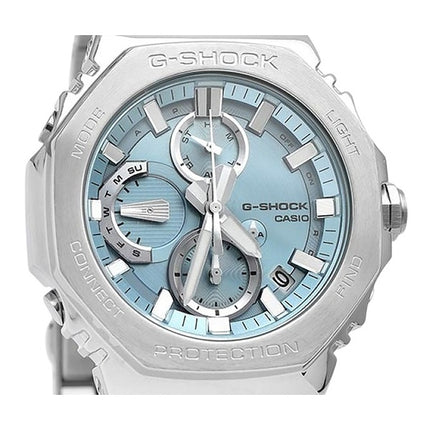 Montre chronographe analogique Casio G-Shock entièrement en métal pour smartphone avec cadran bleu glacier Tough Solar GMC-B2100