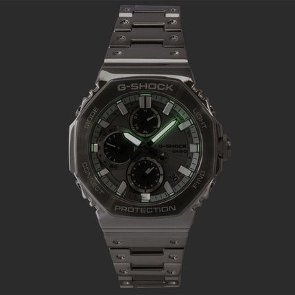Montre homme Casio G-Shock analogique GMC-B2100ADS-1A, cadran argenté, boîtier en acier inoxydable, mouvement à quartz, étanche à 200 m, avec connexion smartphone.