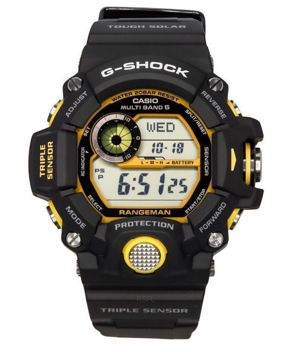 Montre pour homme Casio G-Shock Master Of G-Land Rangeman numérique bracelet en résine noire solaire GW-9400Y-1 200M
