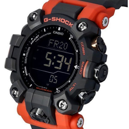 Montre pour homme Casio G-Shock Mudman Master Of G-Land numérique bracelet en résine orange et noir solaire GW-9500-1A4 200M