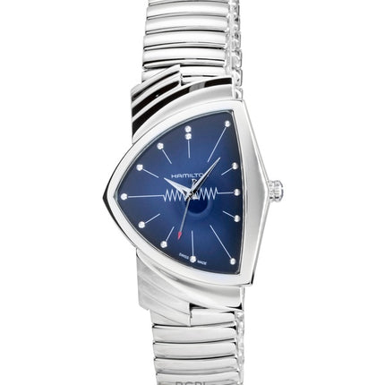 Montre homme Hamilton Ventura en acier inoxydable, cadran bleu, quartz H24411142