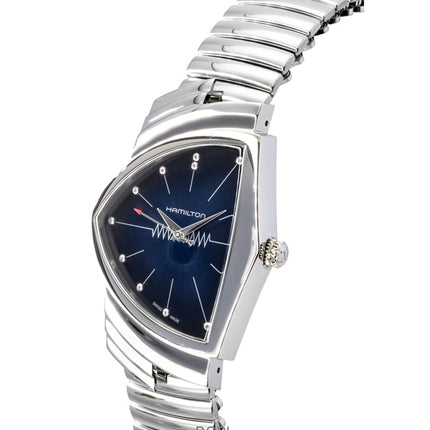 Montre homme Hamilton Ventura en acier inoxydable, cadran bleu, quartz H24411142