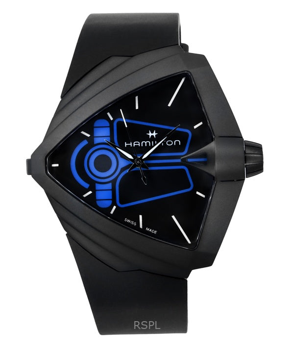 Montre Hamilton Ventura XXL Bright Dune pour homme, édition limitée, bracelet en caoutchouc, cadran noir, quartz, H24614330