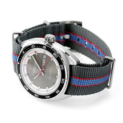 Montre Homme Hamilton American Classic Pan Europ Bracelet Tissu Cadran Gris Automatique H35415982