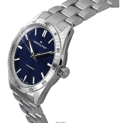 Montre homme Hamilton Jazzmaster Performer en acier inoxydable, cadran bleu, automatique, H36215140, 100 m