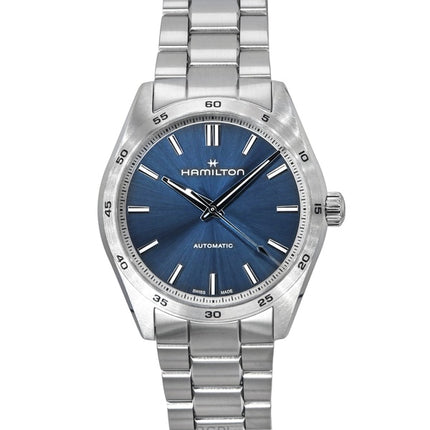 Montre homme Hamilton Jazzmaster Performer en acier inoxydable, cadran bleu, automatique, H36235140, 100 m