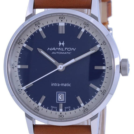 Montre pour homme Hamilton American Classic Intra-Matic avec bracelet en cuir automatique H38425540