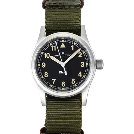 Montre unisexe Hamilton Khaki Field à quartz, bracelet textile, cadran noir, H69301930