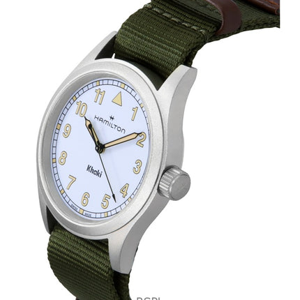 Montre unisexe Hamilton Khaki Field à quartz, bracelet textile, cadran blanc, H69401910