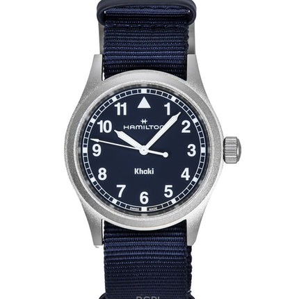 Montre unisexe Hamilton Khaki Field à quartz, bracelet textile, cadran bleu, H69401940