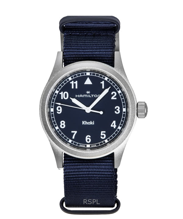 Montre unisexe Hamilton Khaki Field à quartz, bracelet textile, cadran bleu, H69401940
