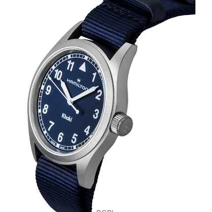 Montre unisexe Hamilton Khaki Field à quartz, bracelet textile, cadran bleu, H69401940