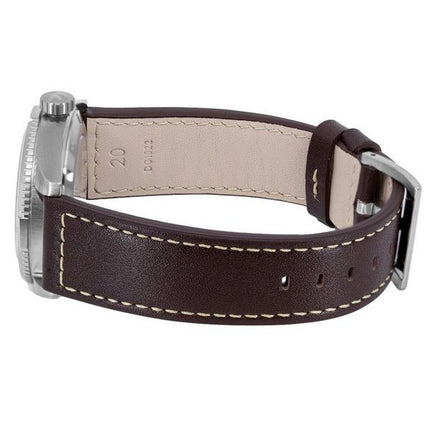 Montre pour homme Hamilton Khaki Field Expedition avec bracelet en cuir et cadran blanc automatique H70225510 100M