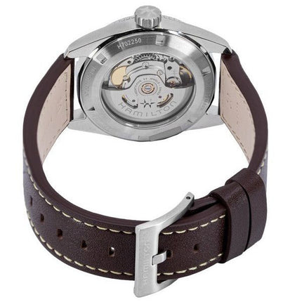 Montre pour homme Hamilton Khaki Field Expedition avec bracelet en cuir et cadran blanc automatique H70225510 100M