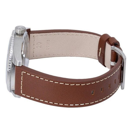 Montre pour homme Hamilton Khaki Field Expedition avec bracelet en cuir et cadran bleu automatique H70315540 100M